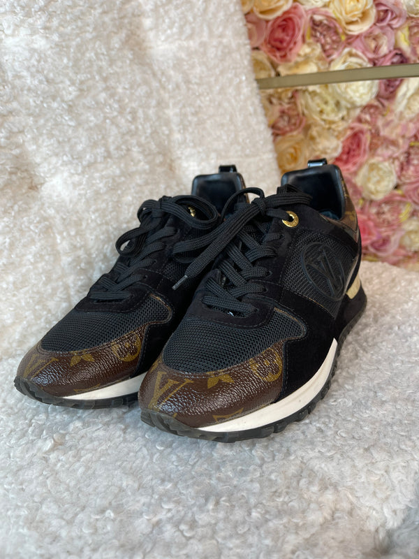 Louis Vuitton Sneakers Black Brown Monogram Sz. 38 EU