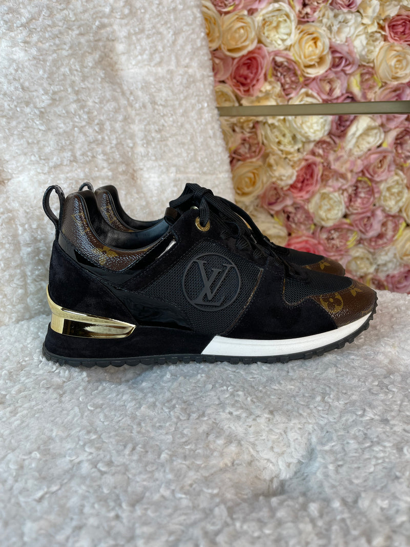 Louis Vuitton Sneakers Black Brown Monogram Sz. 38 EU