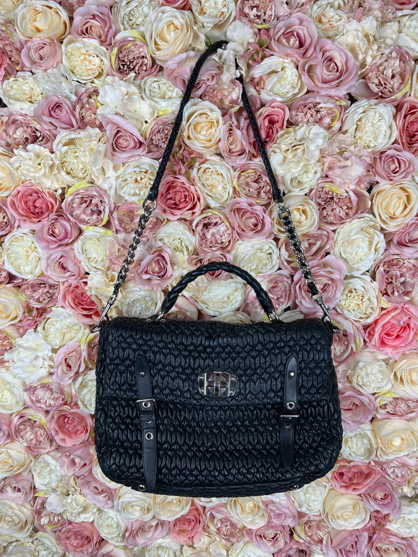 Miu Miu Matterasse Leather Messenger Bag Large Black
