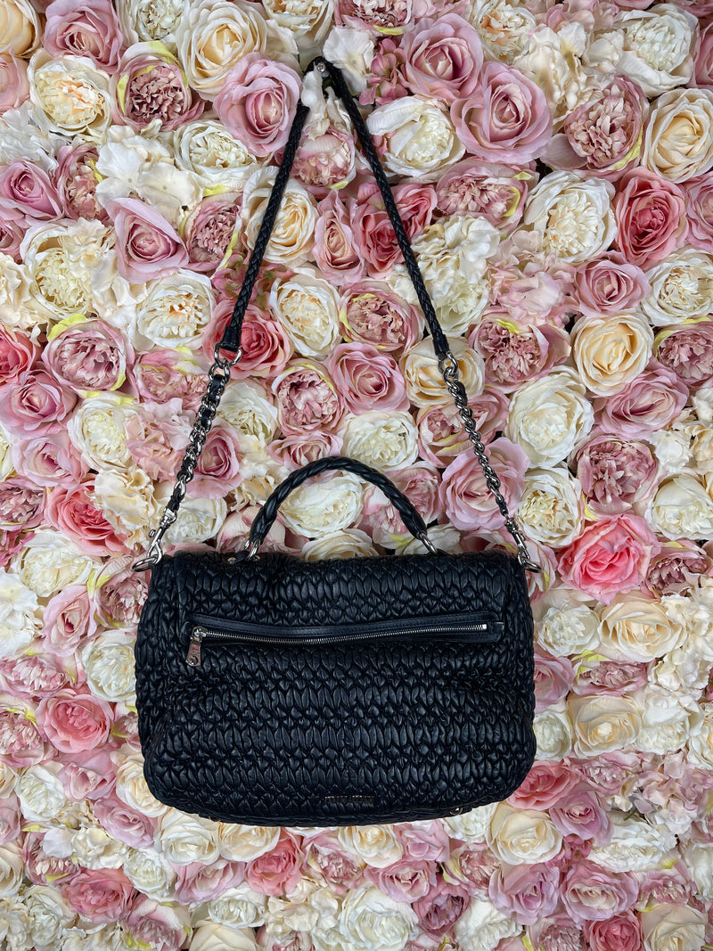 Miu Miu Matterasse Leather Messenger Bag Large Black