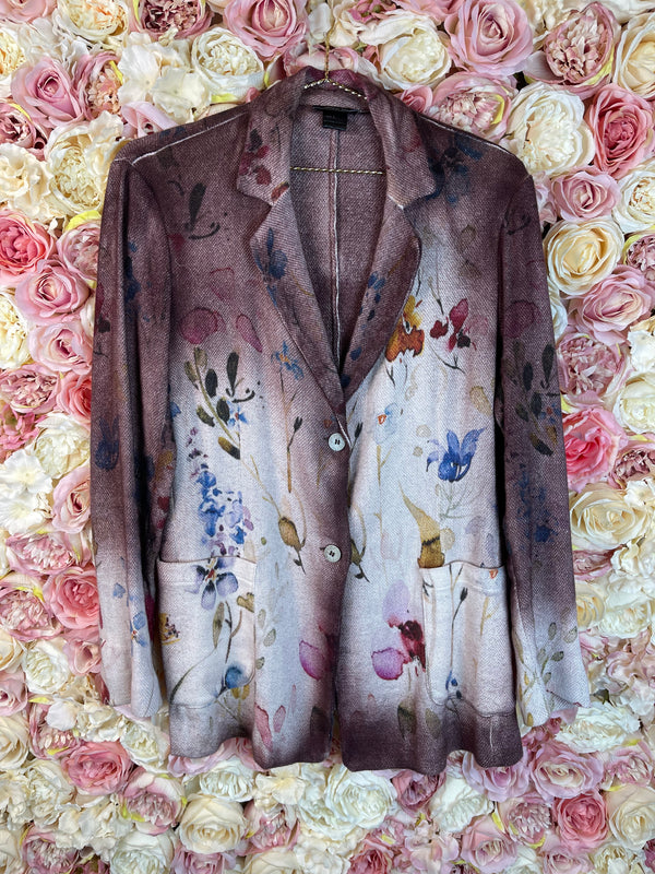 Avant Toi Linen Cotton Thin Blazer Aubergine Multi Sz. L