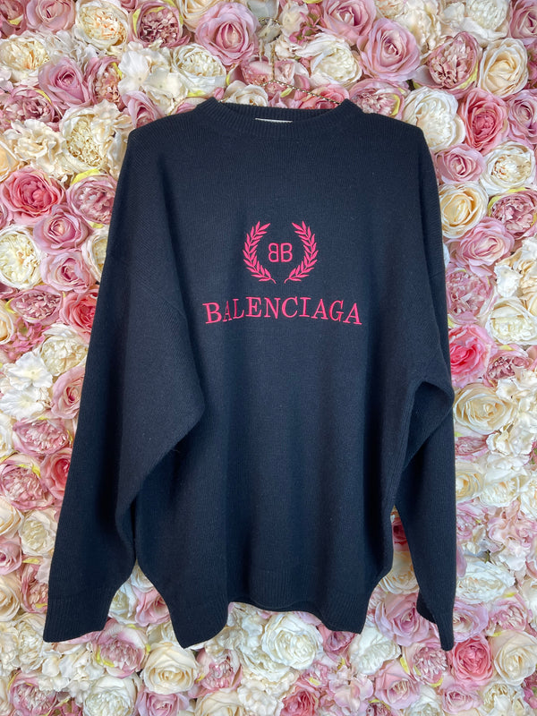 Balenciaga Wool Cashmere Mix Oversized Sweater Black Sz. M