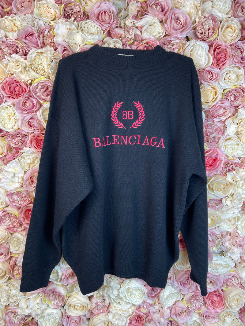 Balenciaga Wool Cashmere Mix Oversized Sweater Black Sz. M