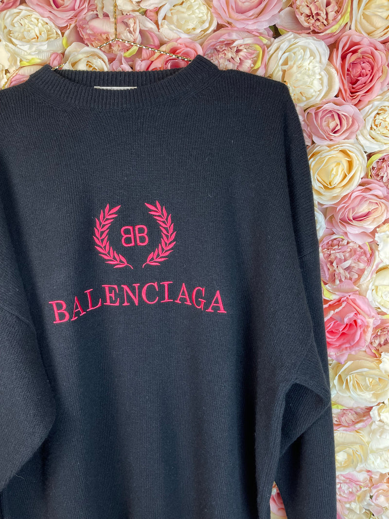 Balenciaga Wool Cashmere Mix Oversized Sweater Black Sz. M