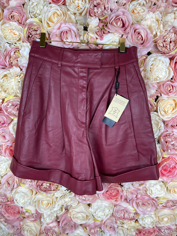 Akris Leather Shorts Bordeaux Sz. 36 DE