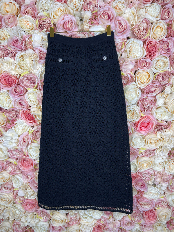Chanel Knit 20P Skirt Black Sz. 32 DE