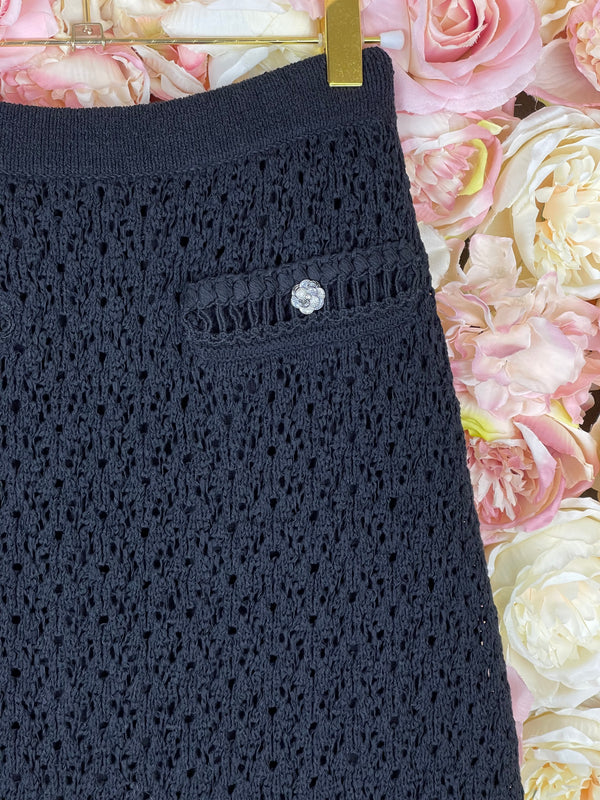 Chanel Knit 20P Skirt Black Sz. 32 DE