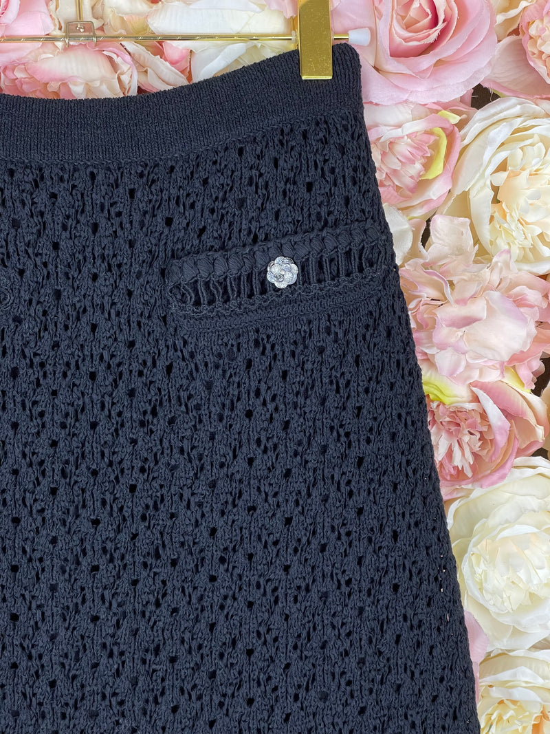 Chanel Knit 20P Skirt Black Sz. 32 DE