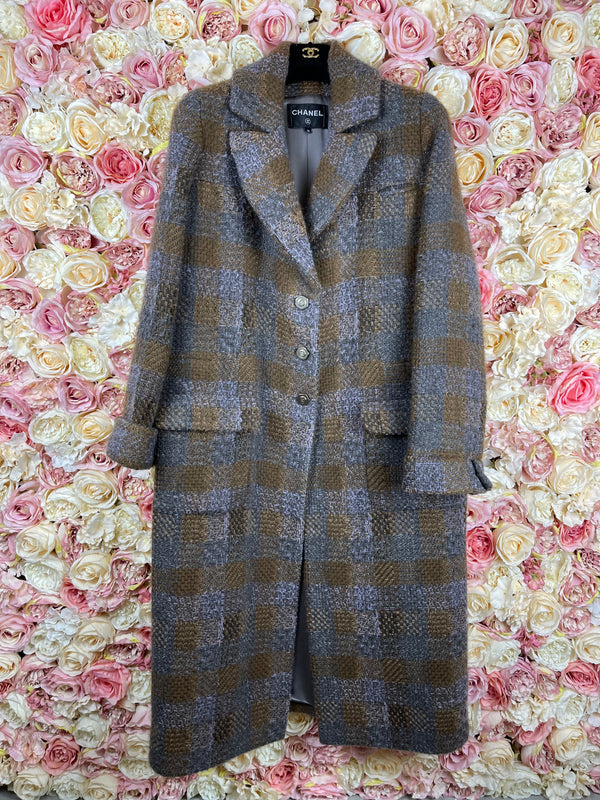 Chanel 18P Wool Coat Brown Multi Sz. 42 DE