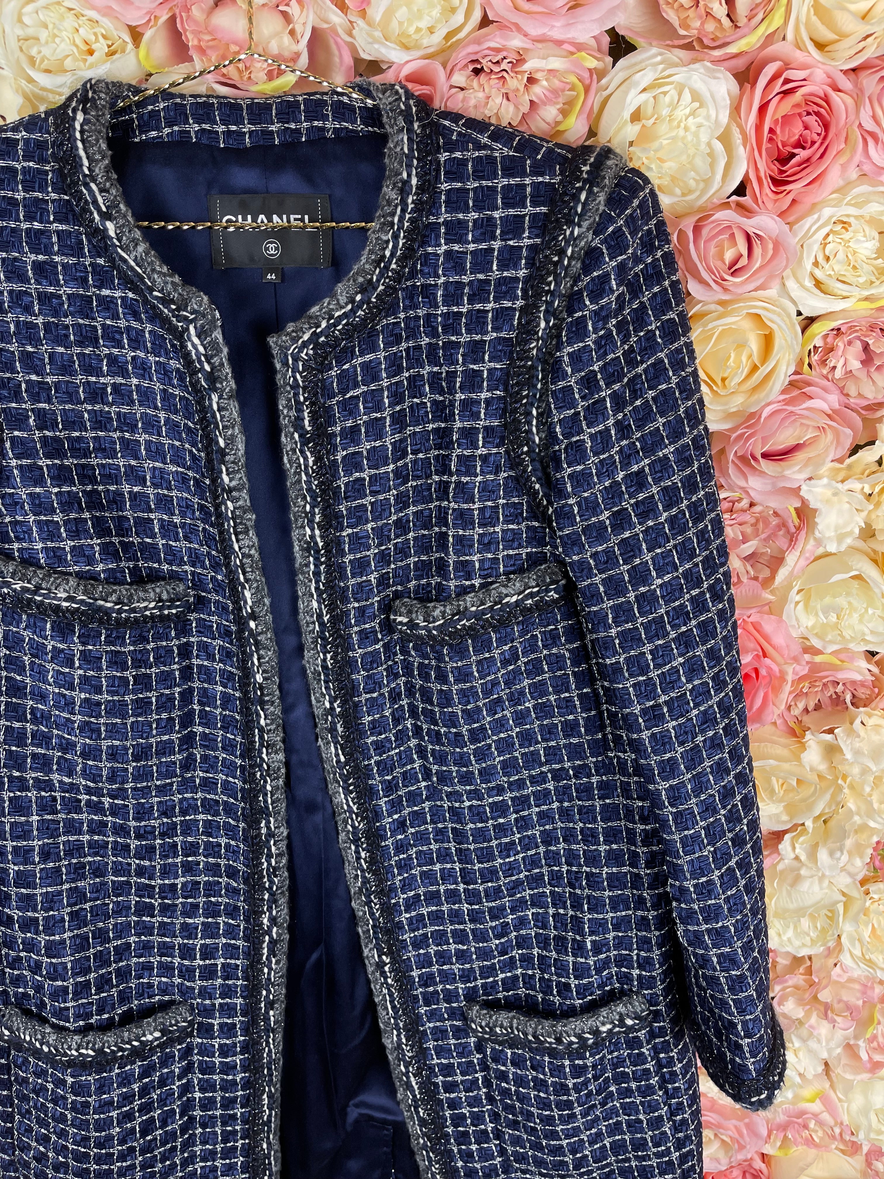 Chanel 17P Tweed Coat Blue Multi Sz. 42 DE