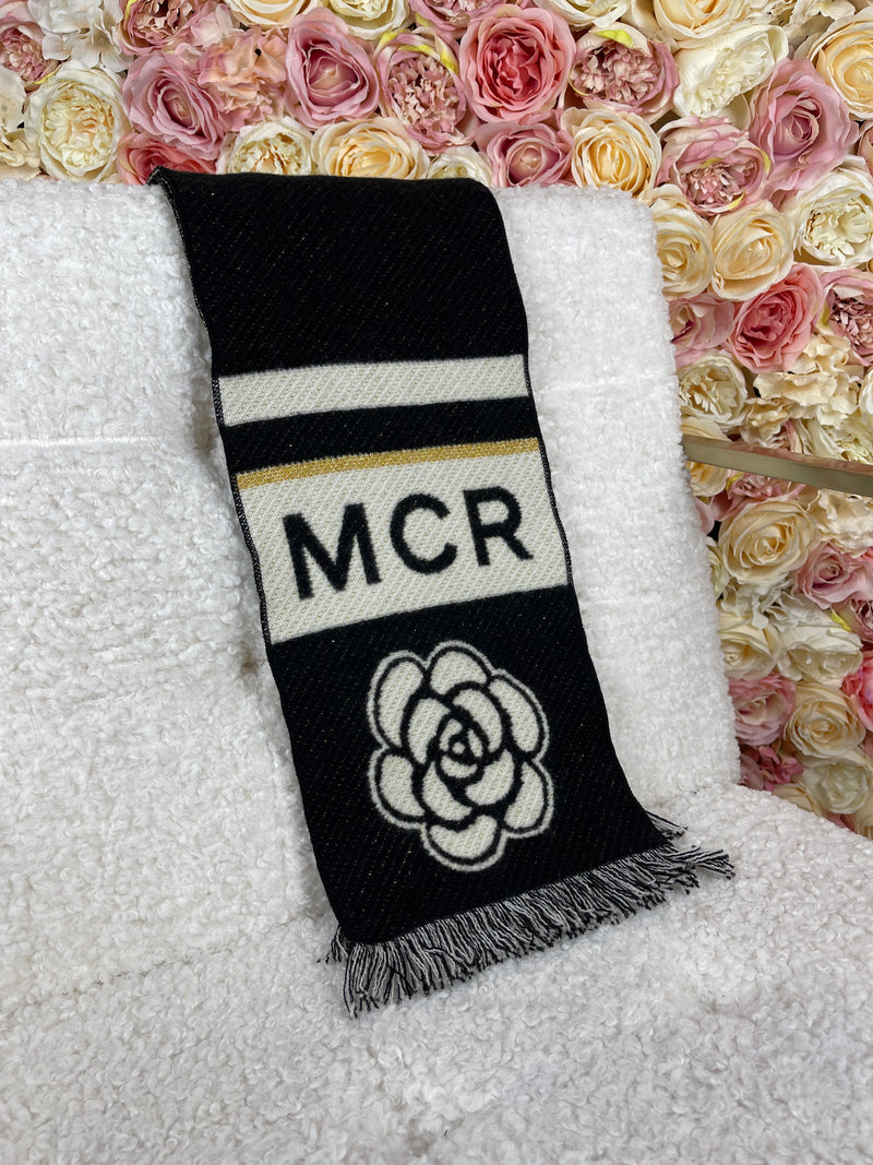 Chanel VIP Gift Manchester Cashmere Mix Scarf Black White