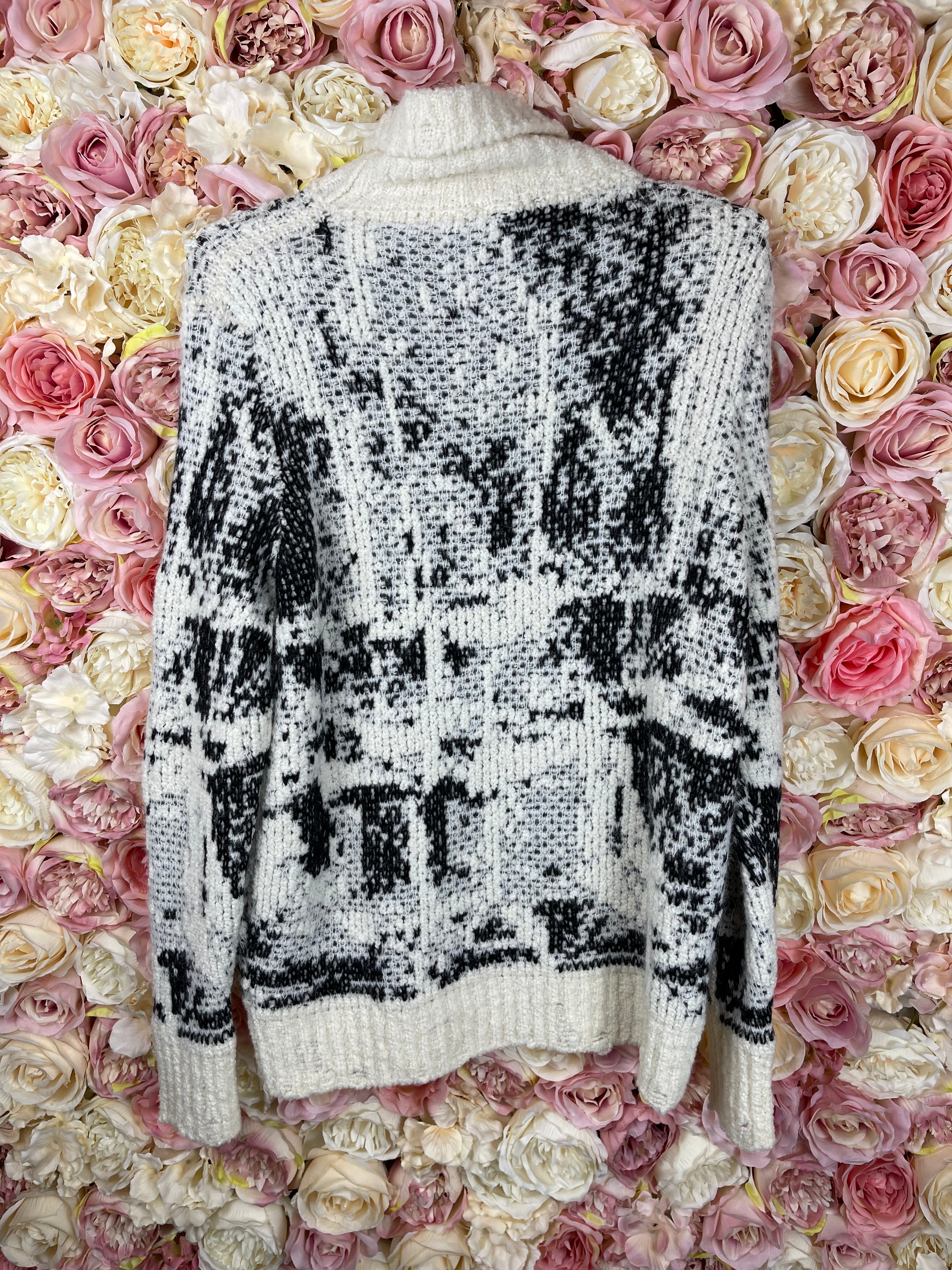 Avant Toi Virgin Wool Turtleneck Sweater Ivory Black Sz. S