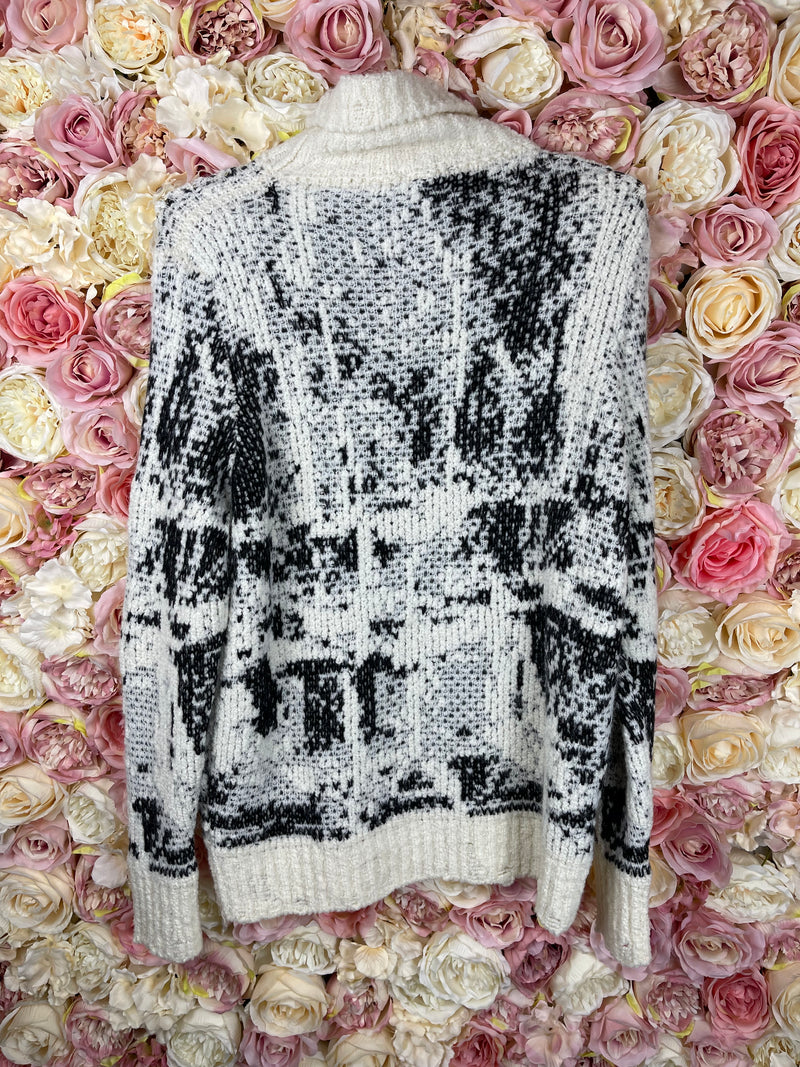 Avant Toi Virgin Wool Turtleneck Sweater Ivory Black Sz. S