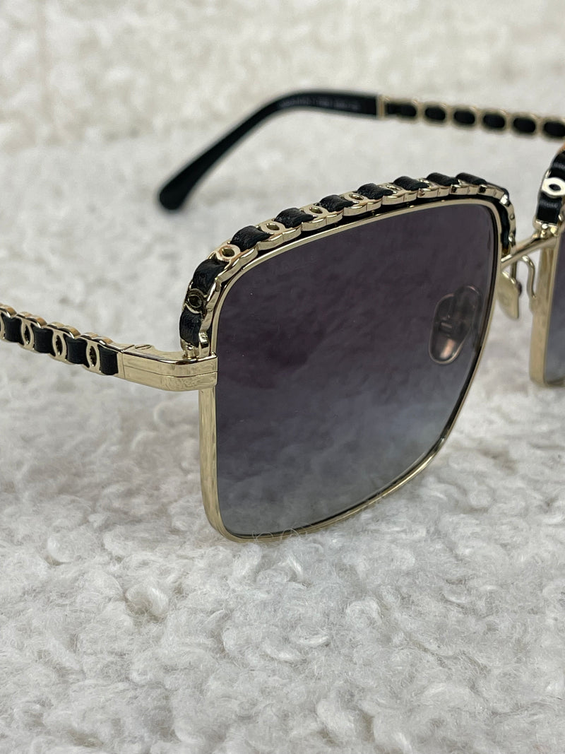 Chanel Sunglasses Gold Black