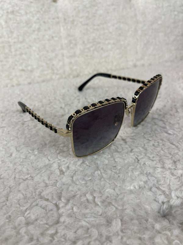 Chanel Sunglasses Gold Black