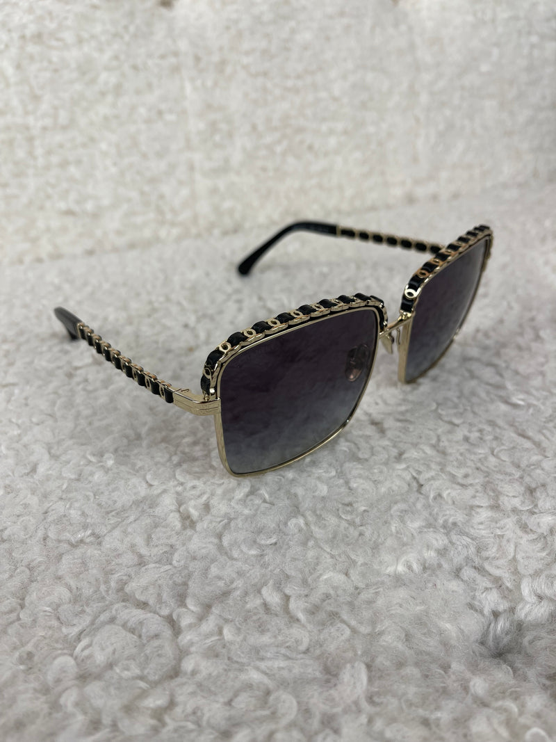 Chanel Sunglasses Gold Black