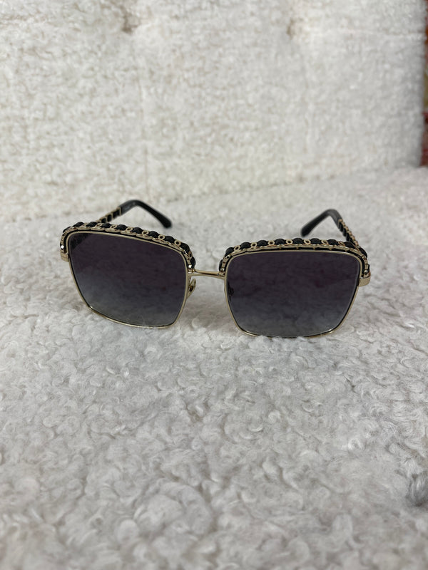 Chanel Sunglasses Gold Black