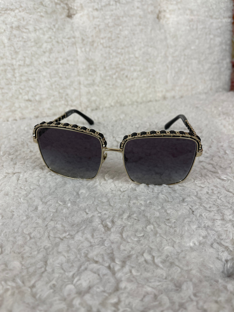 Chanel Sunglasses Gold Black