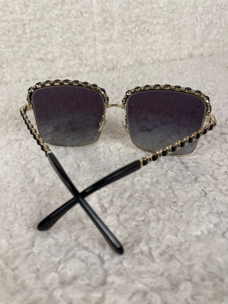Chanel Sunglasses Gold Black