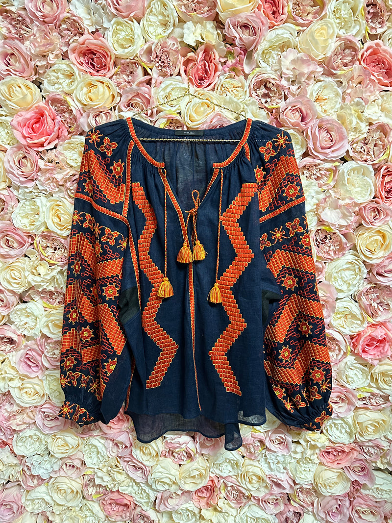 Vita Kin Blouse Blue Orange