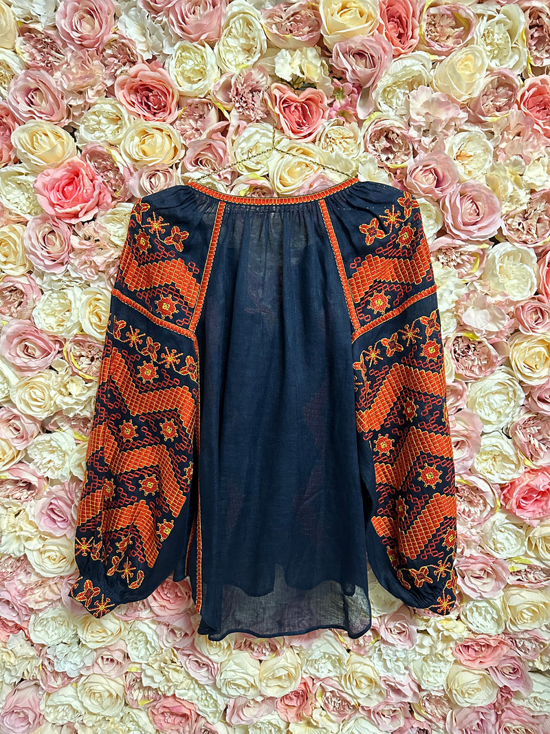 Vita Kin Blouse Blue Orange