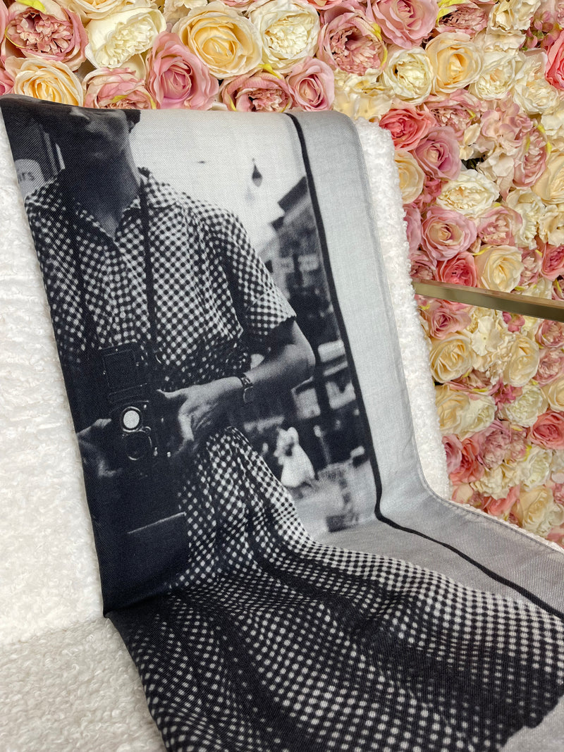 Akris Cashmere Silk Scarf Black White