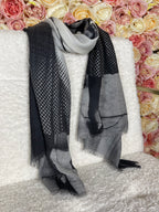 Akris Cashmere Silk Scarf Black White