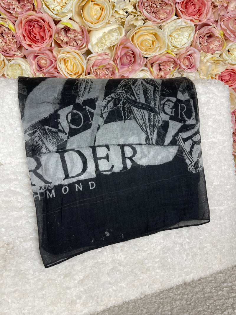 John Richmond Scarf Black White