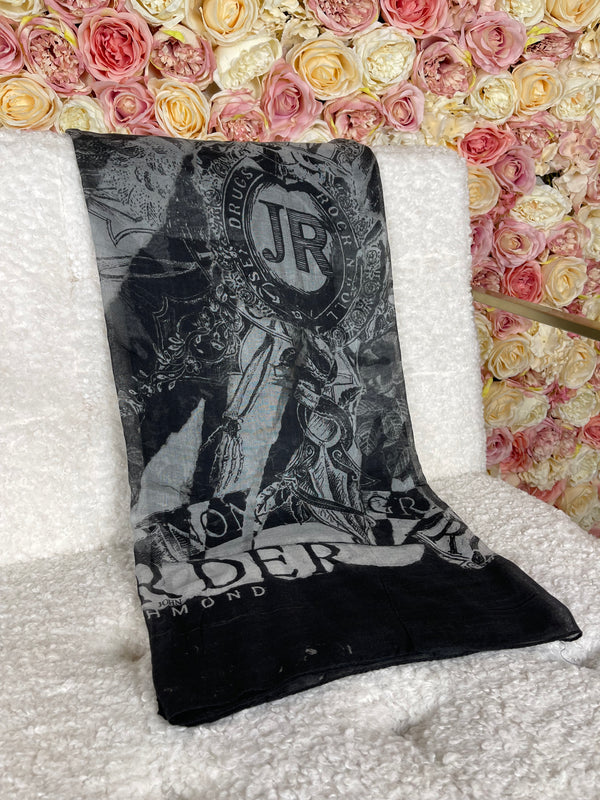 John Richmond Scarf Black White