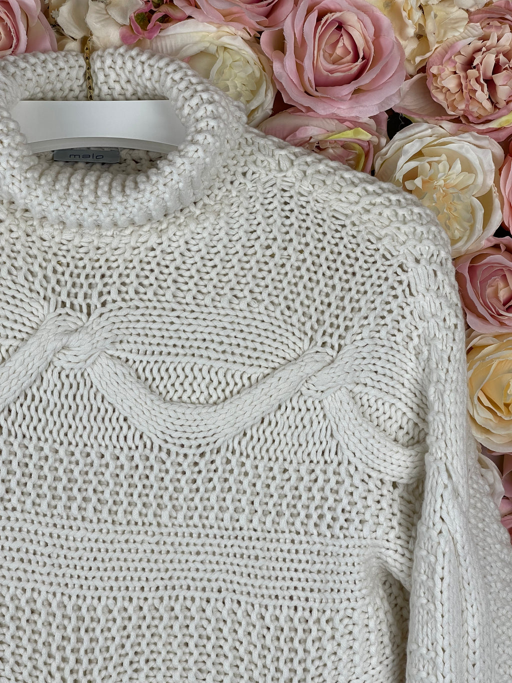 Malo Cashmere Knit Sweater White Sz. 38 DE
