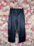 Yves Salomon Straight Leg Leather Pants Black Sz. 34 DE