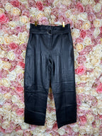 Yves Salomon Straight Leg Leather Pants Black Sz. 34 DE