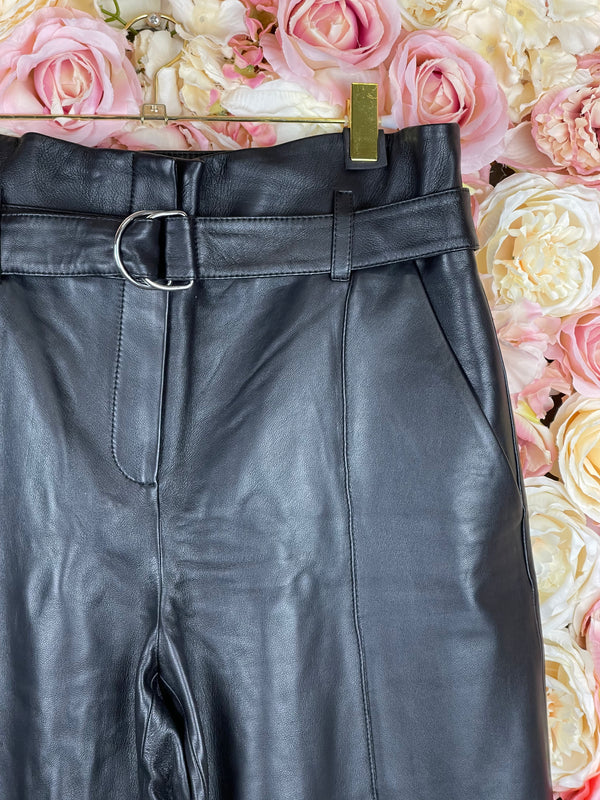 Yves Salomon Straight Leg Leather Pants Black Sz. 34 DE