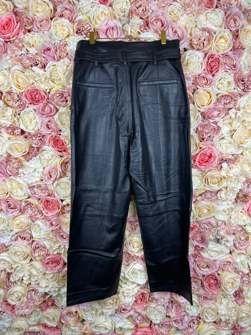 Yves Salomon Straight Leg Leather Pants Black Sz. 34 DE