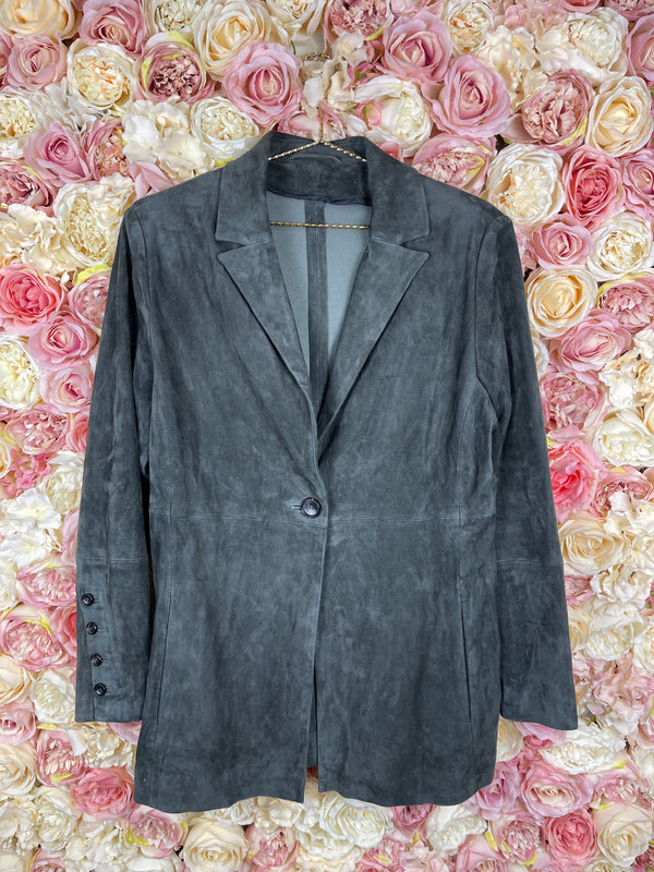 Catherine Khan Suede Leather Jacket Grey Sz. 40 DE