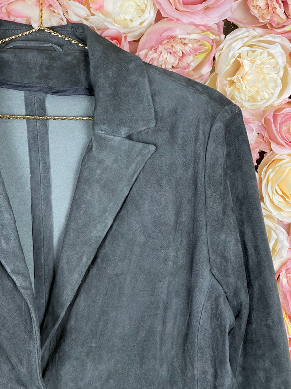 Catherine Khan Suede Leather Jacket Grey Sz. 40 DE