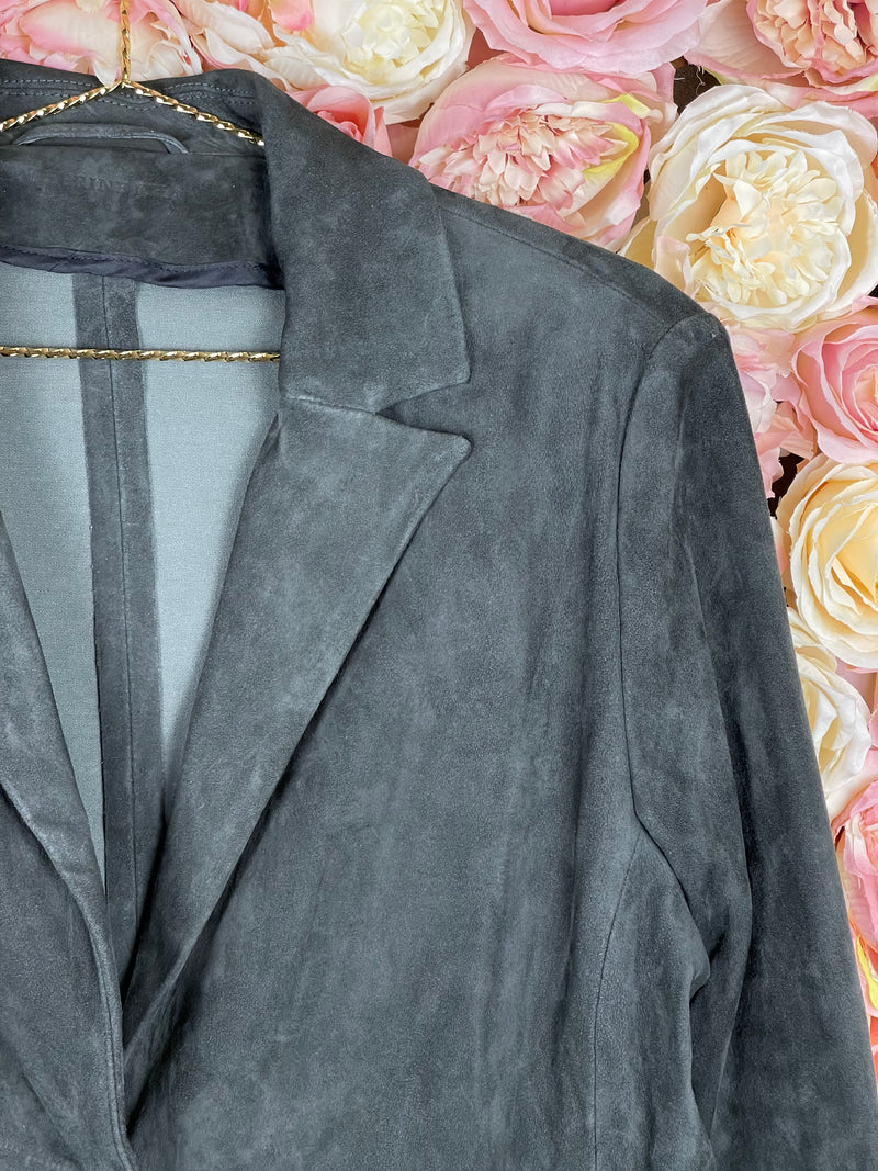 Catherine Khan Suede Leather Jacket Grey Sz. 40 DE