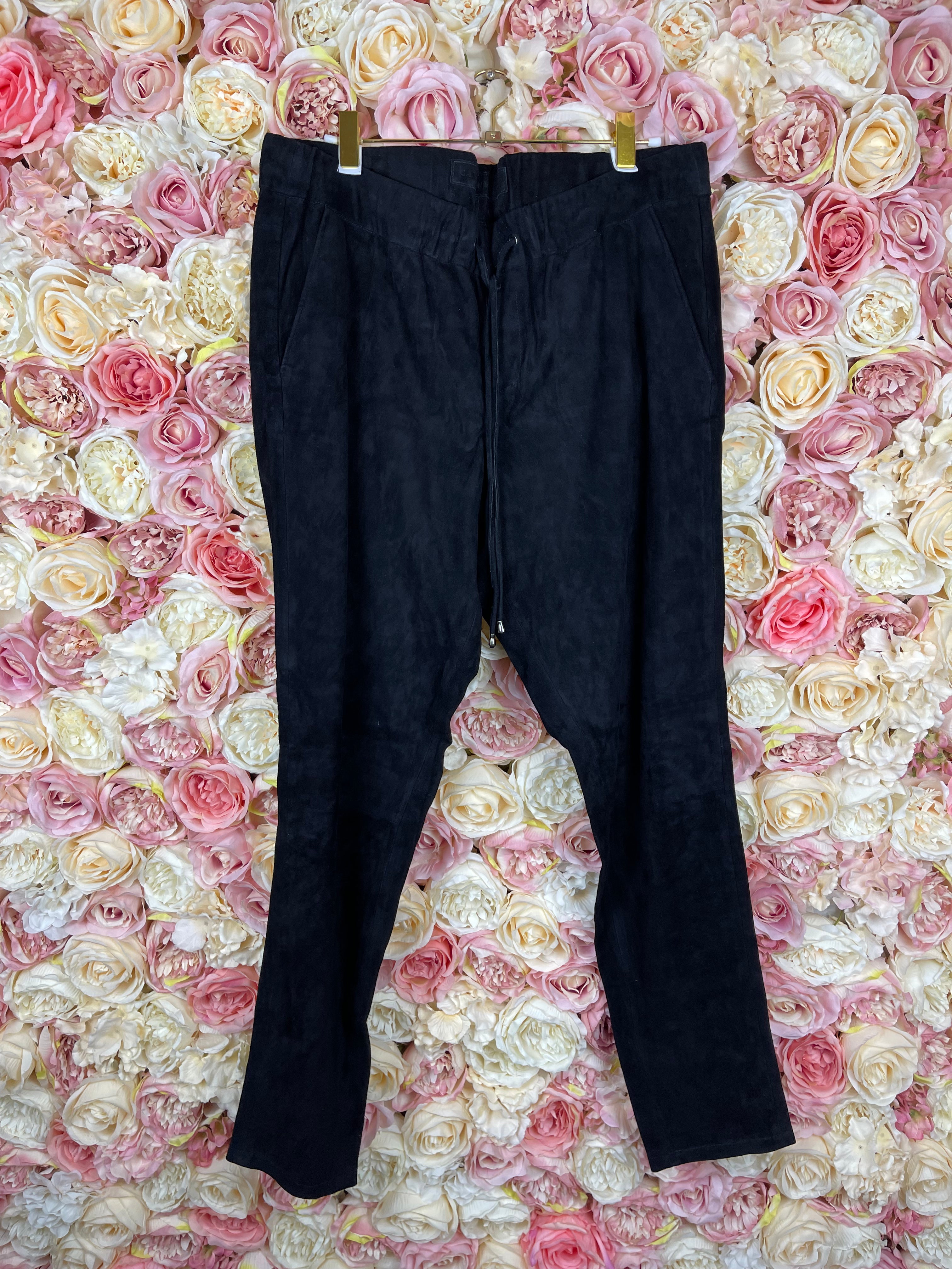 Catherine Khan Suede Leather Pants Black Sz. 42 DE