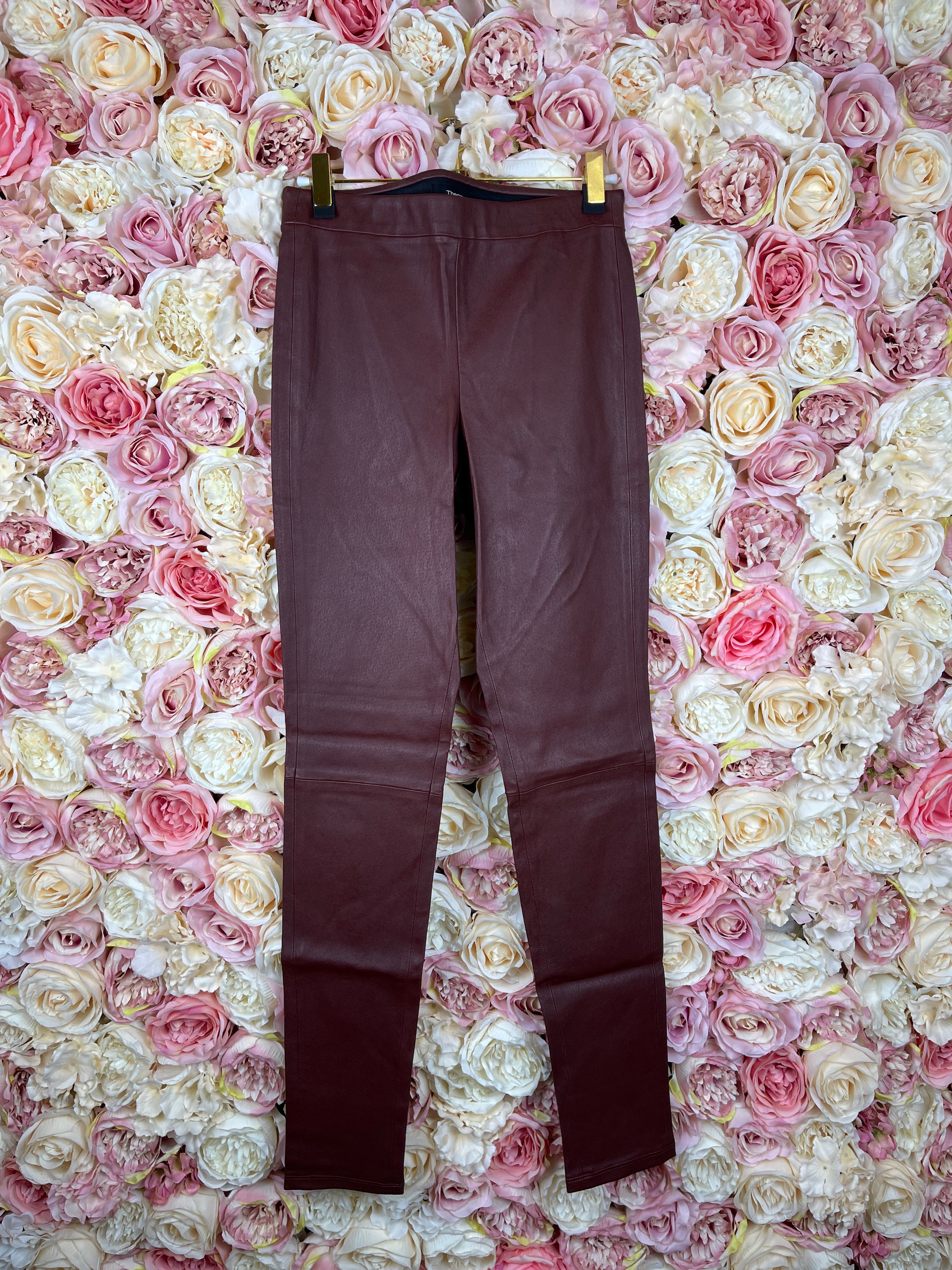 Theory Leather Leggings Bordeaux Sz. S