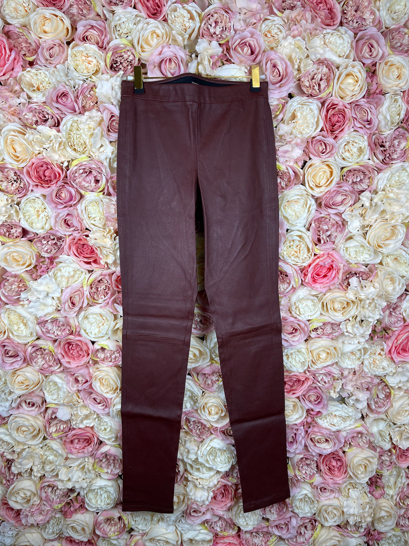 Theory Leather Leggings Black & Bordeaux Sz. S