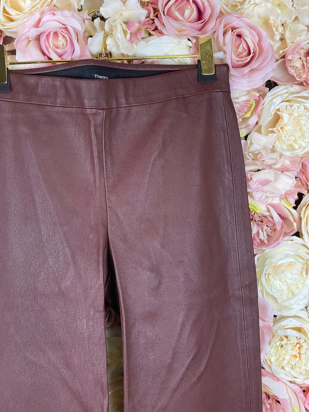 Theory Leather Leggings Bordeaux Sz. S