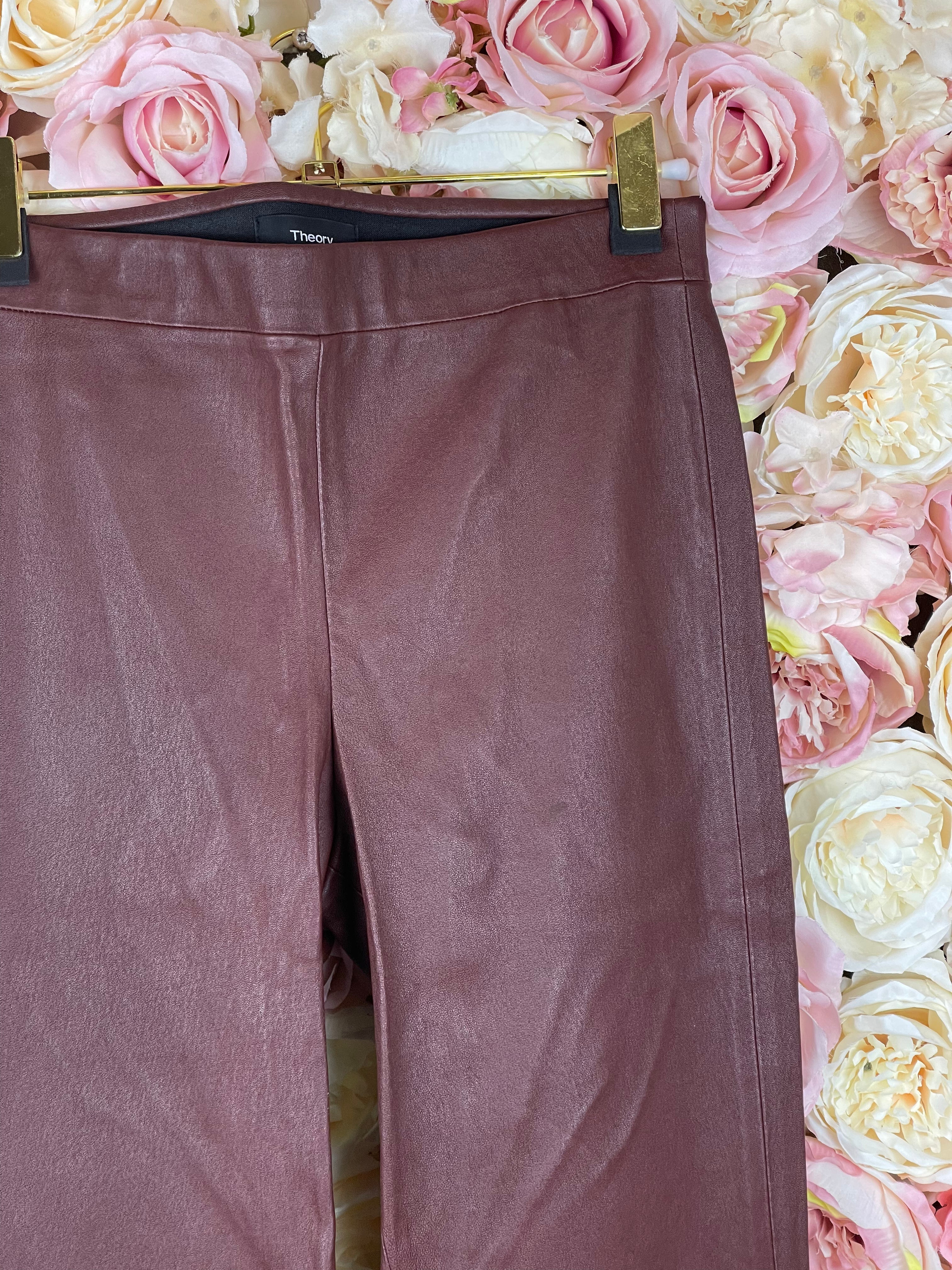 Theory Leather Leggings Bordeaux Sz. S