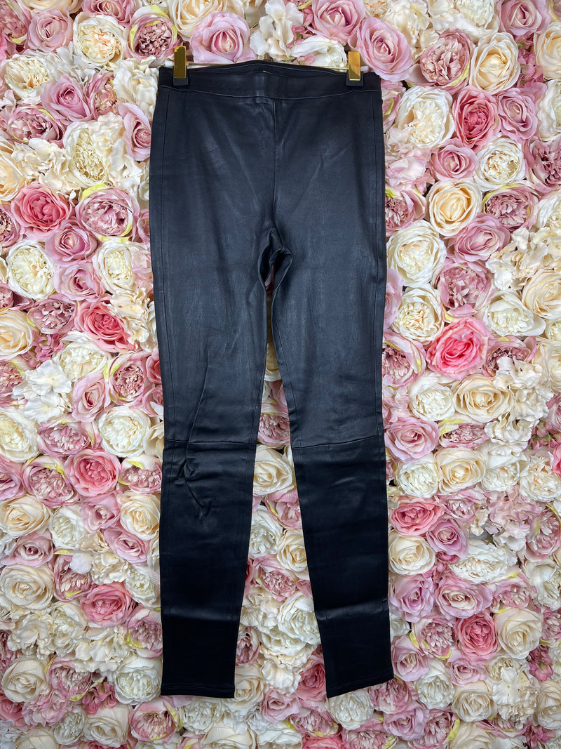 Theory Leather Leggings Black & Bordeaux Sz. S