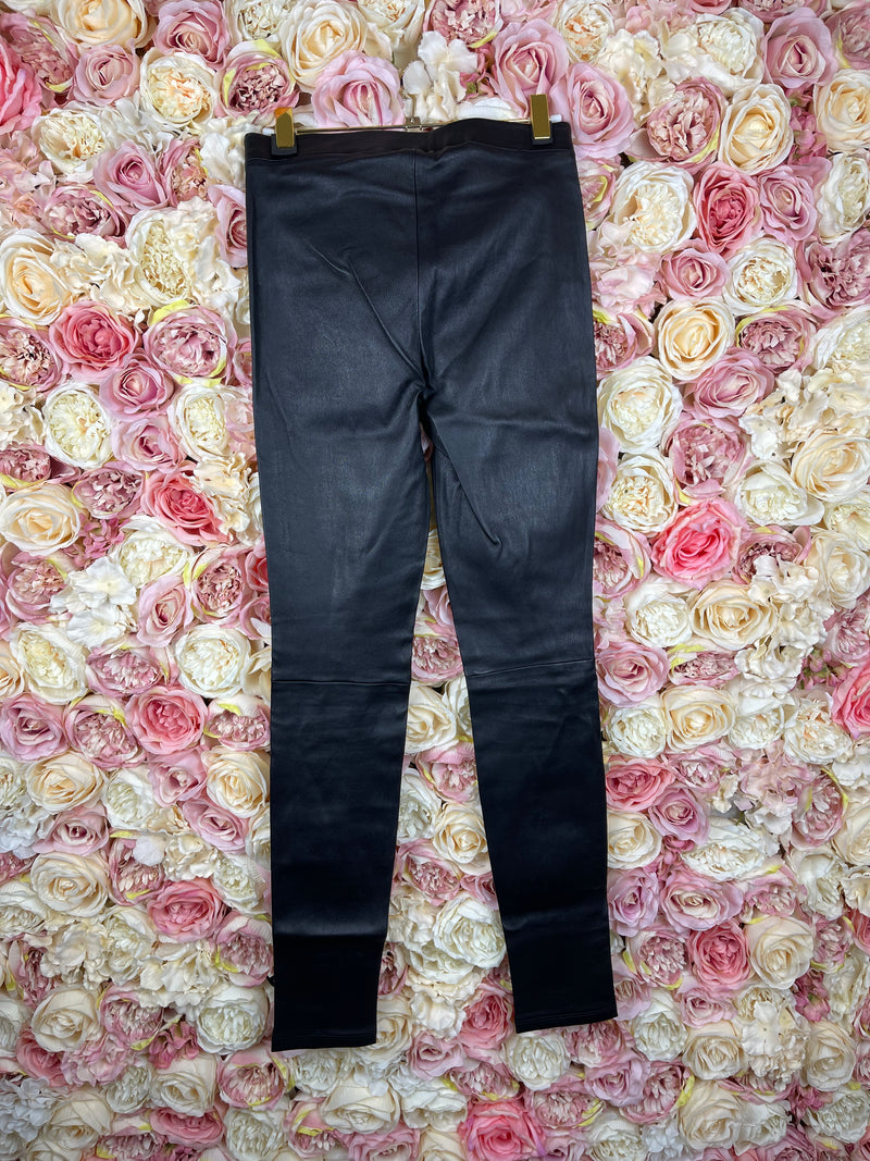 Theory Leather Leggings Black & Bordeaux Sz. S