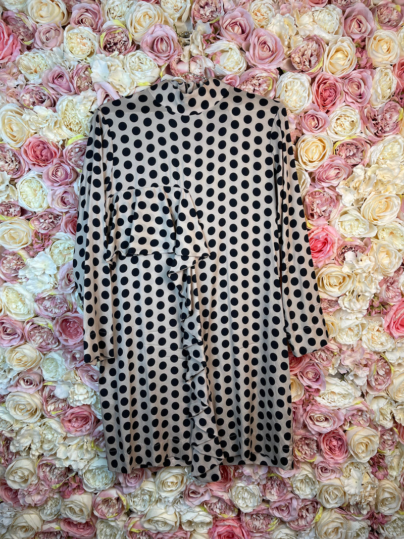 Anni Carisson Dress Beige with Black Dots Sz. 38 DE