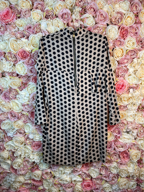Anni Carisson Dress Beige with Black Dots Sz. 38 DE