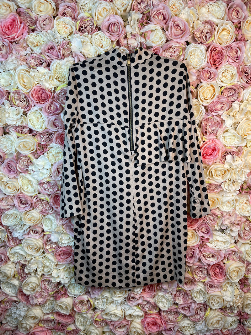 Anni Carisson Dress Beige with Black Dots Sz. 38 DE