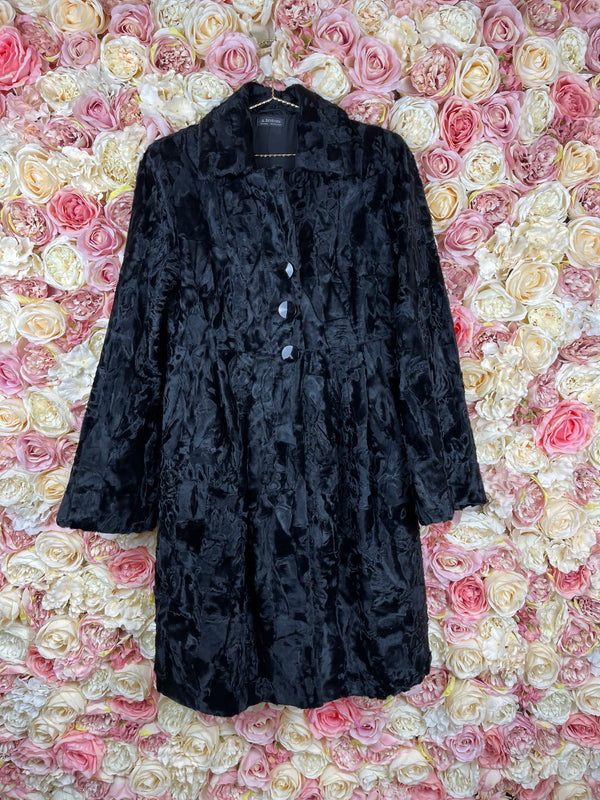 A. Testoni Lambskin Coat Black Sz. 38 DE