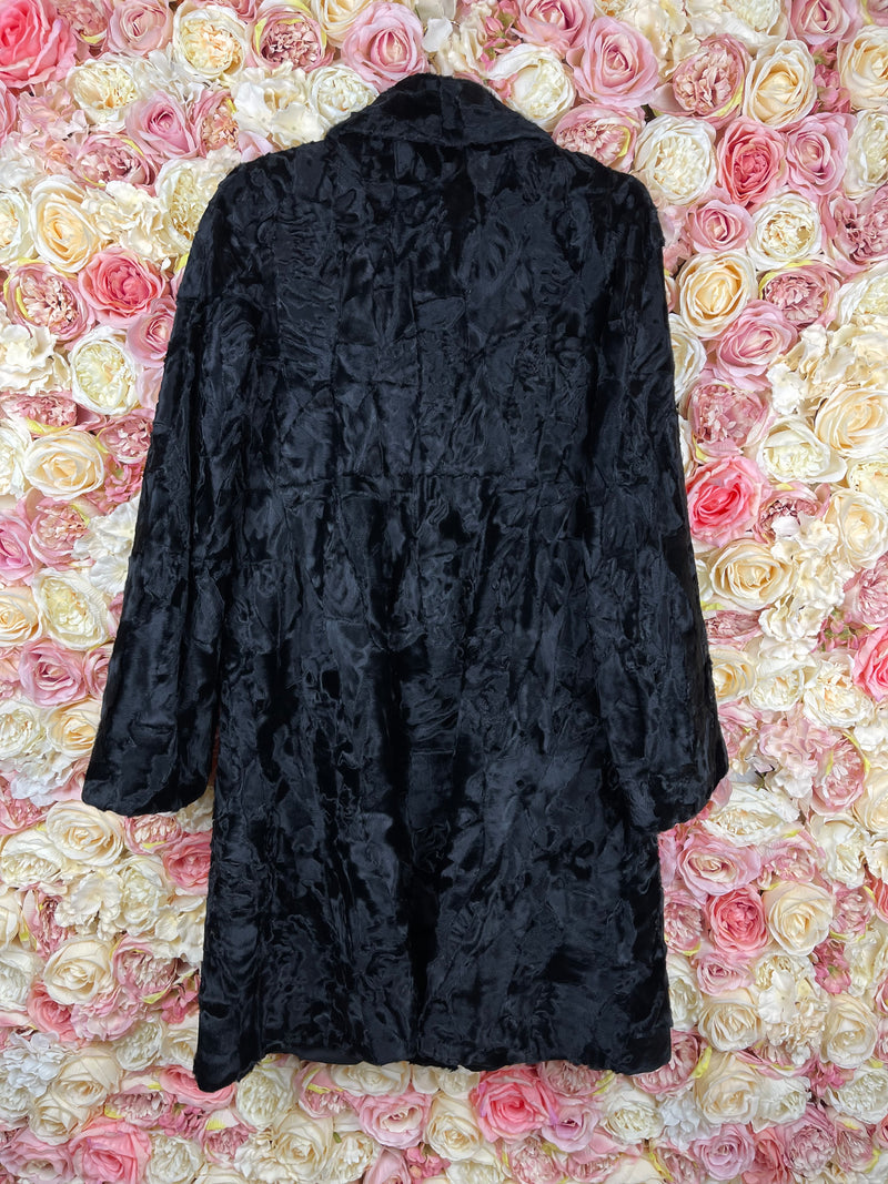 A. Testoni Lambskin Coat Black Sz. 38 DE