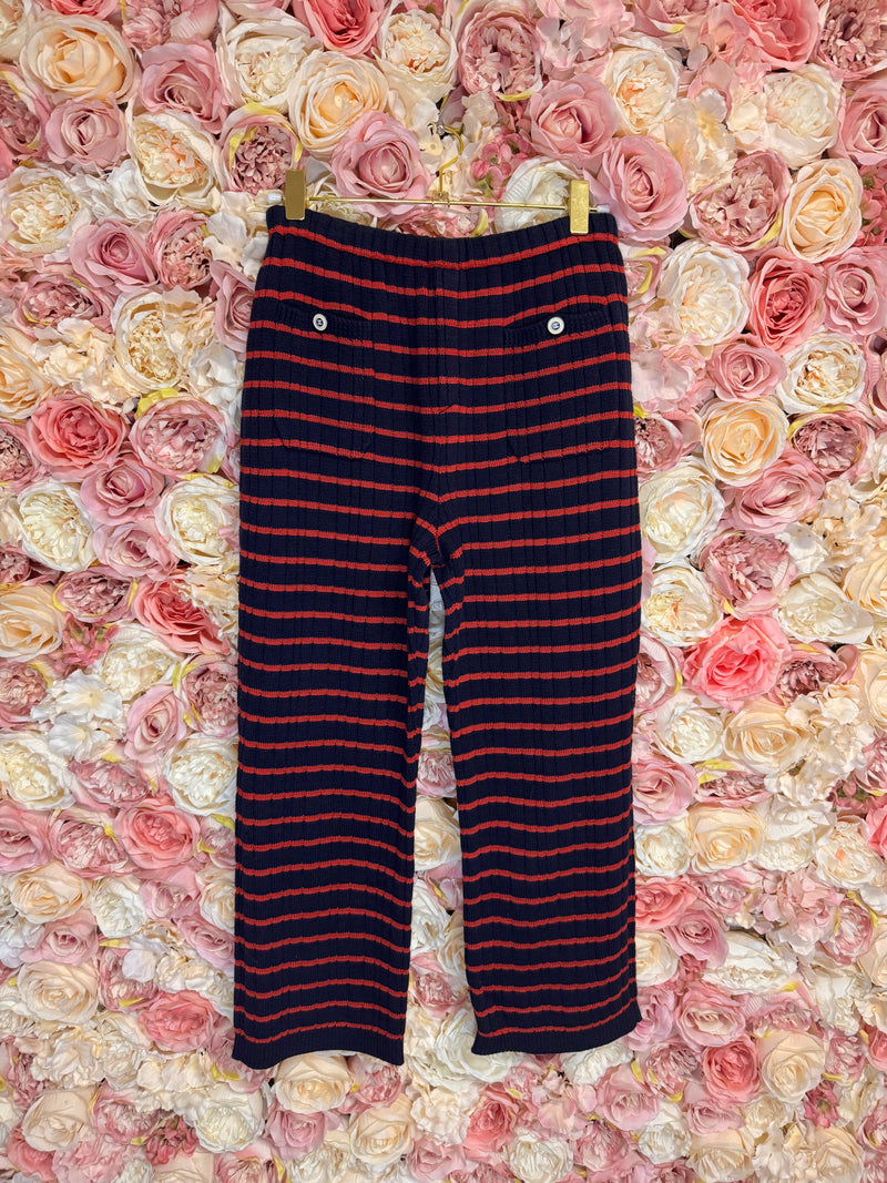 Chanel Knit Pants Blue Red Striped